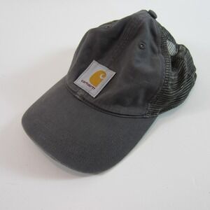 Carhartt Hat Cap Mens Snap Back Mesh Gray Logo Adjustable